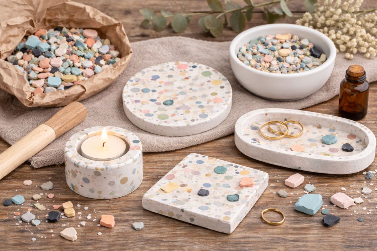 Come recuperare gli scarti di gesso: effetto terrazzo