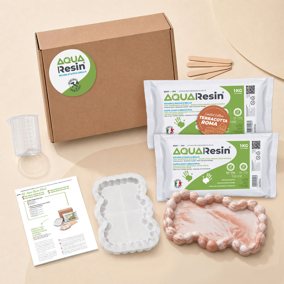 Vide-Poches Marbré avec Bordure Décorative – Kit Aqua