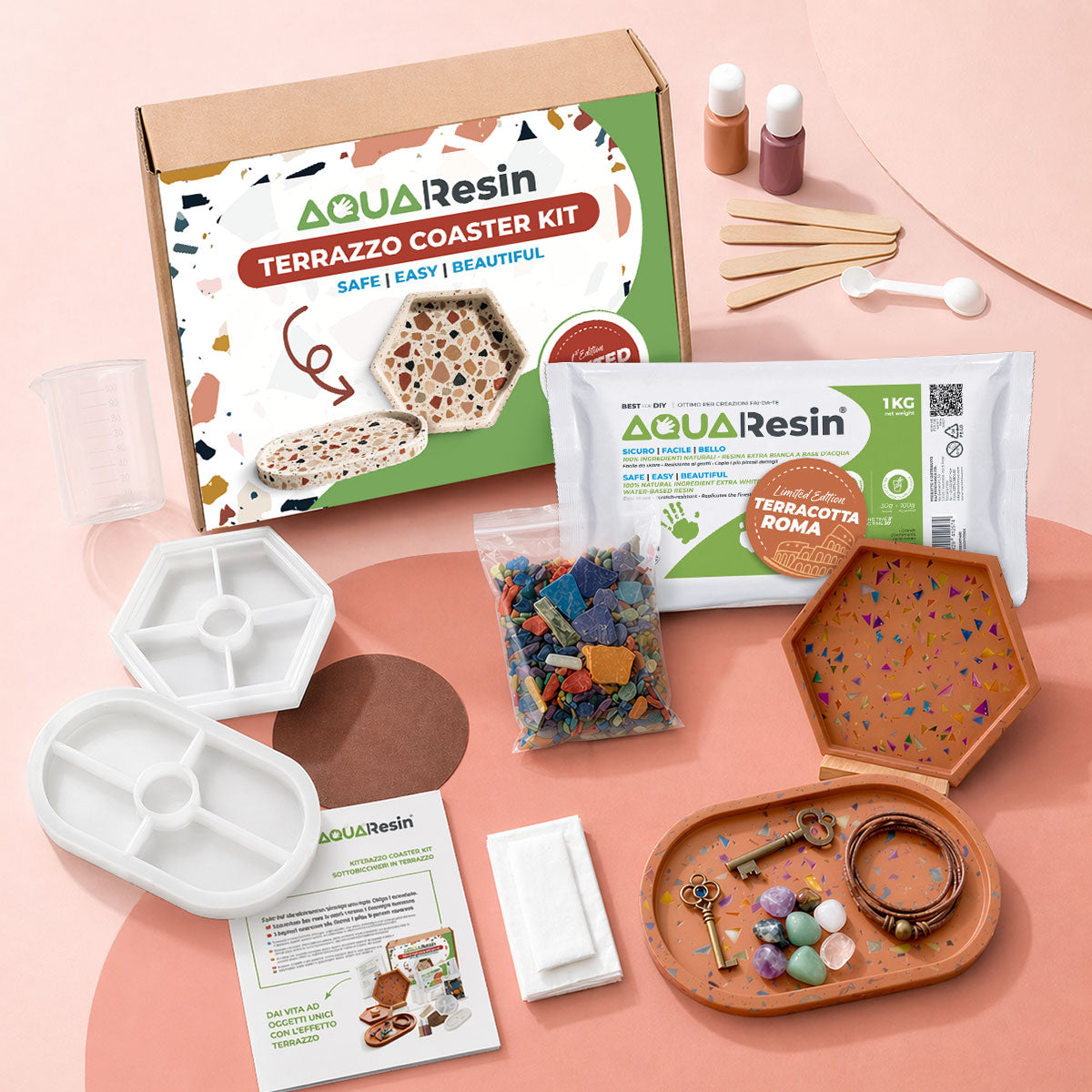 Kit Terrazzo Aqua [Terracotta Roma] : Design Chaleureux et Méditerranéen avec des Pépites Colorées