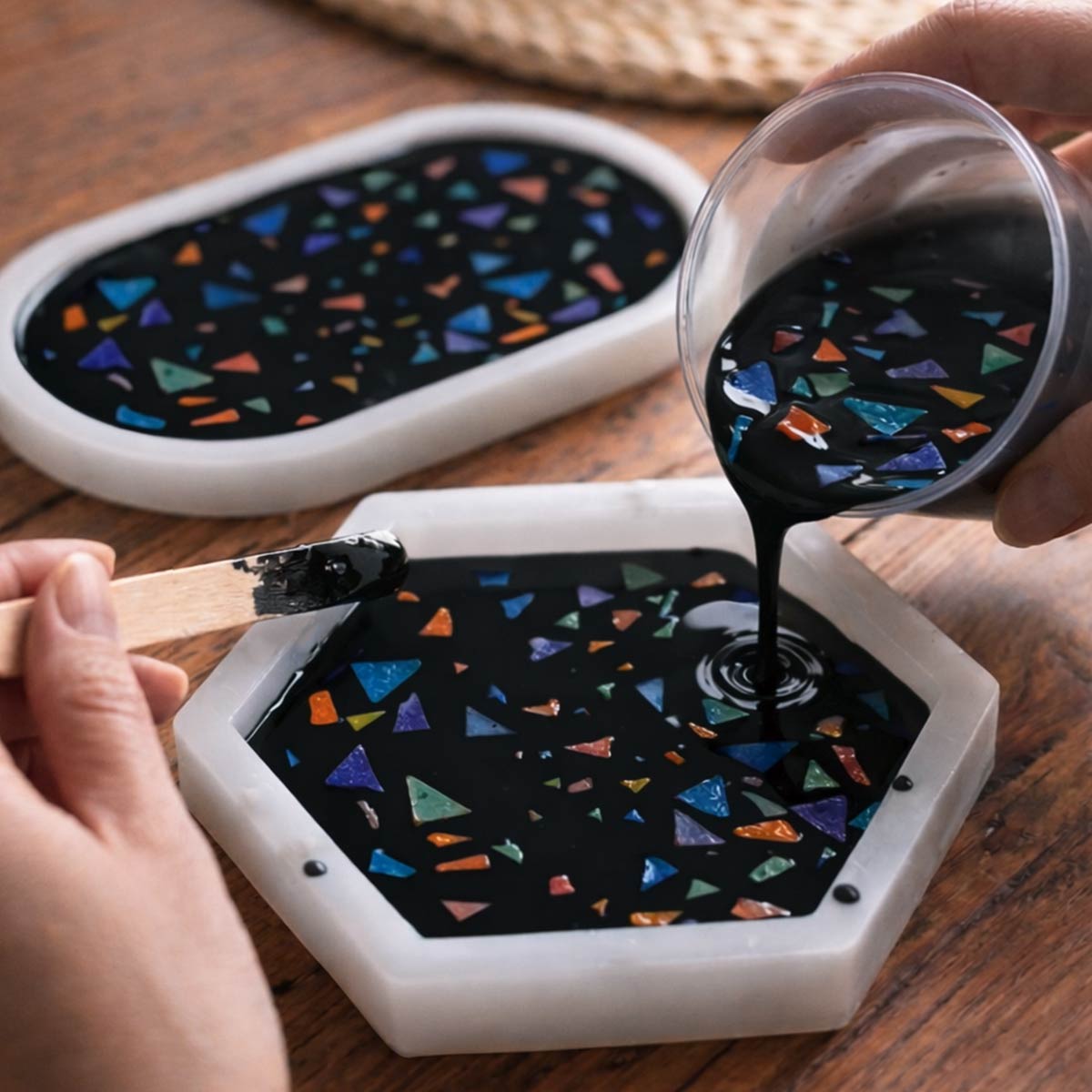 Kit Terrazzo Aqua [Noir Lava] : Élégance et Design Unique avec des Pépites Colorées