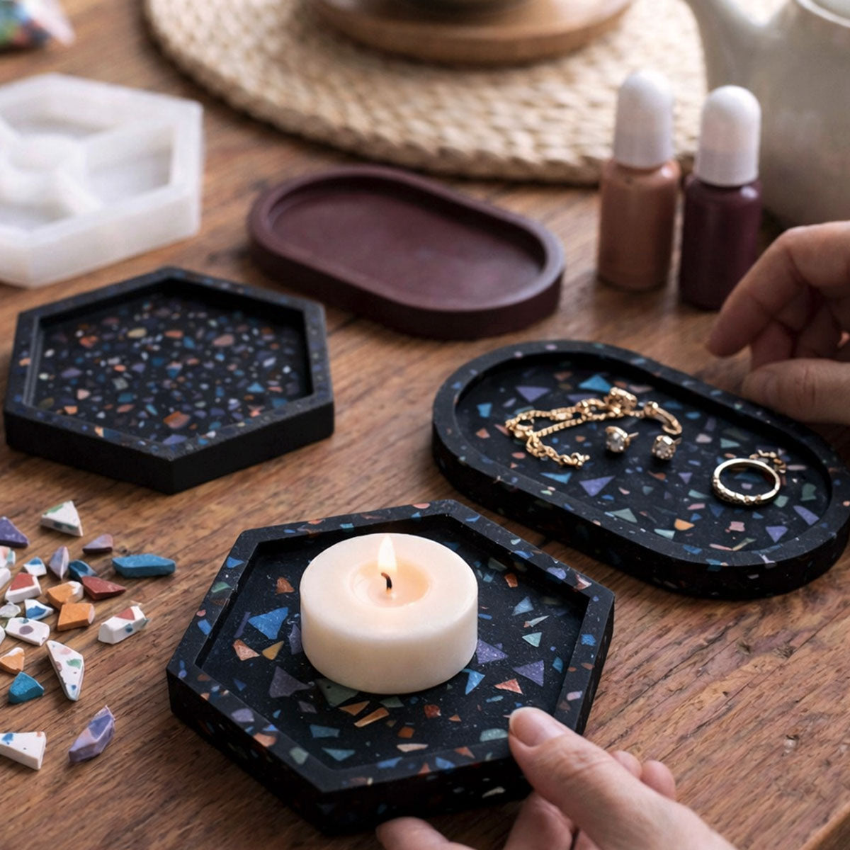 Kit Terrazzo Aqua [Noir Lava] : Élégance et Design Unique avec des Pépites Colorées