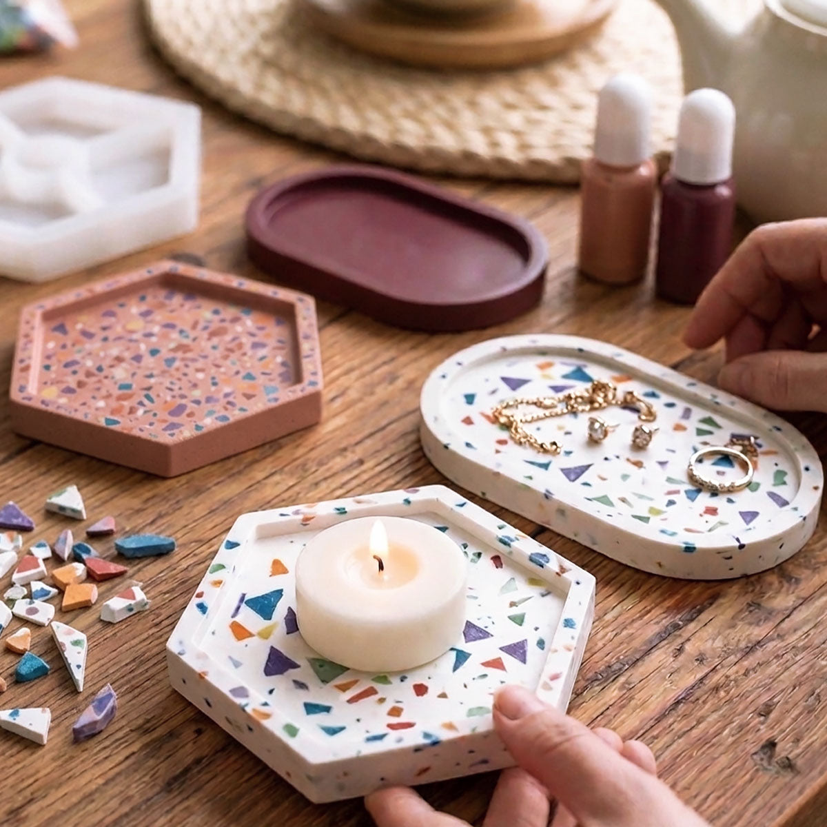 Kit Terrazzo Aqua [Blanc Carrara] : Design Pop et Lumineux avec des Pépites Colorées
