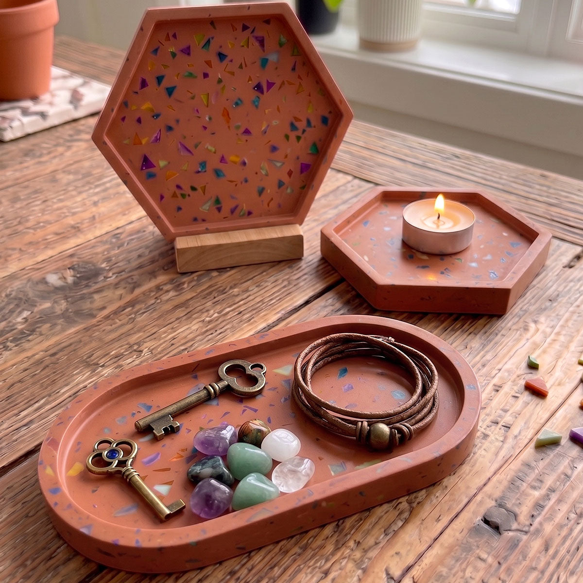 Kit Terrazzo Aqua [Terracotta Roma] : Design Chaleureux et Méditerranéen avec des Pépites Colorées