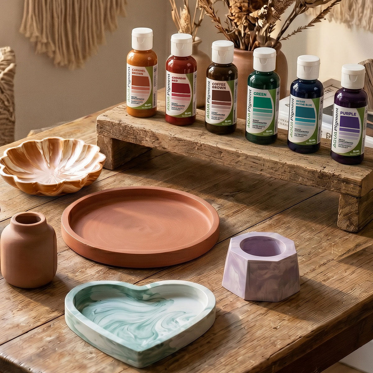 Aqua Pigment – Set Boho Chic de 6 Couleurs pour Aqua Resin et Plâtre