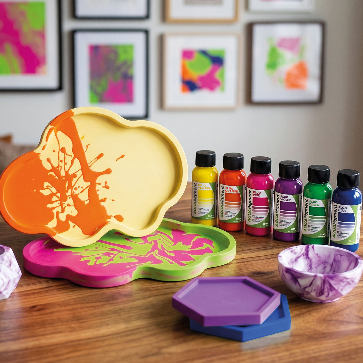 Aqua Pigment – Set de 6 Couleurs Fluorescentes pour Aqua Resin et Plâtre