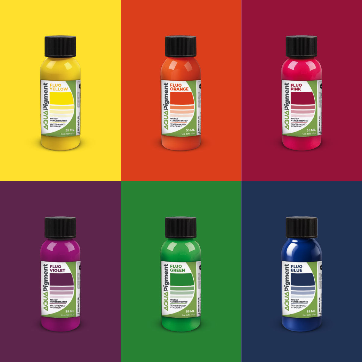 Aqua Pigment – Set de 6 Couleurs Fluorescentes pour Aqua Resin et Plâtre