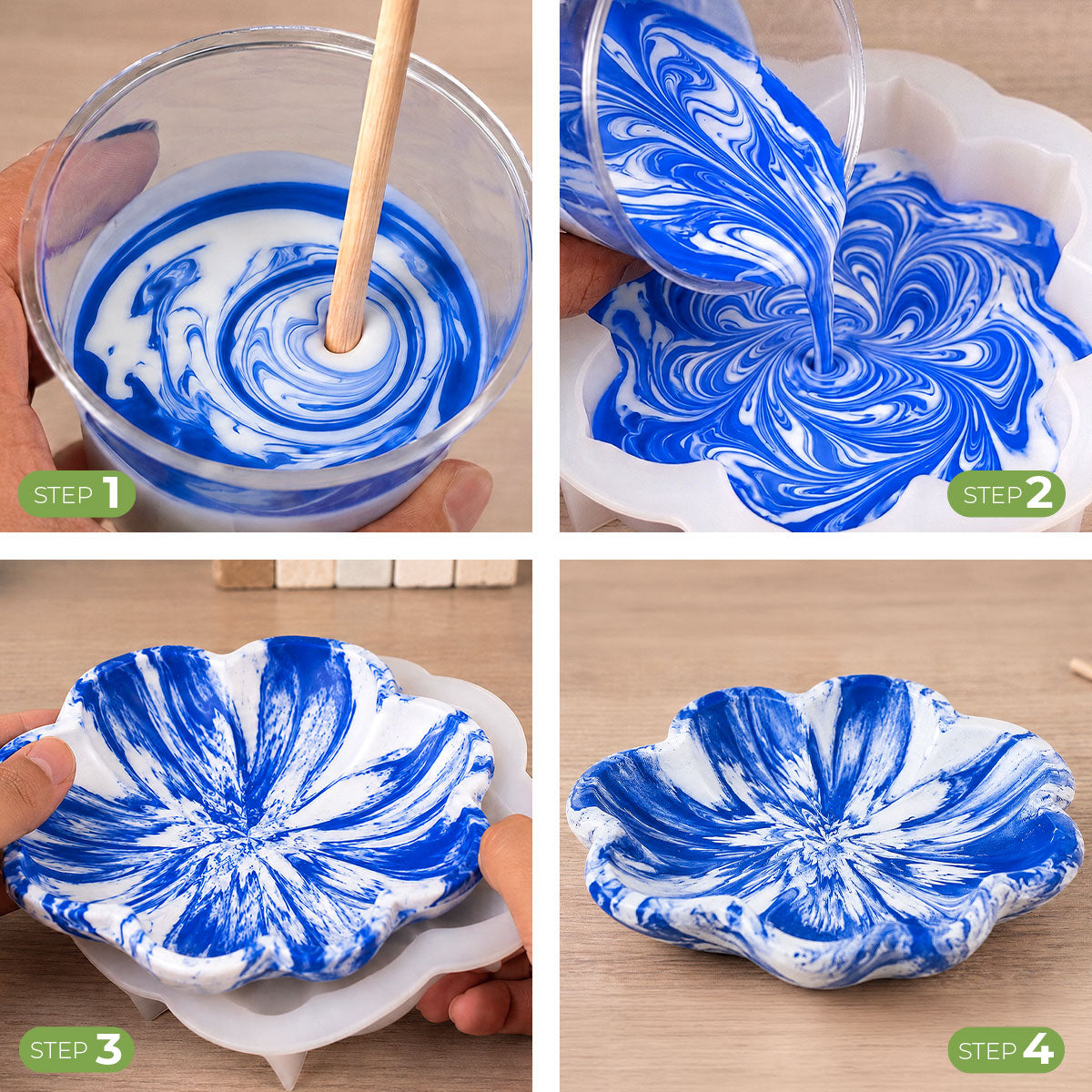 Aqua Pigment – Set de 4 Couleurs Primaires pour Aqua Resin et Plâtre