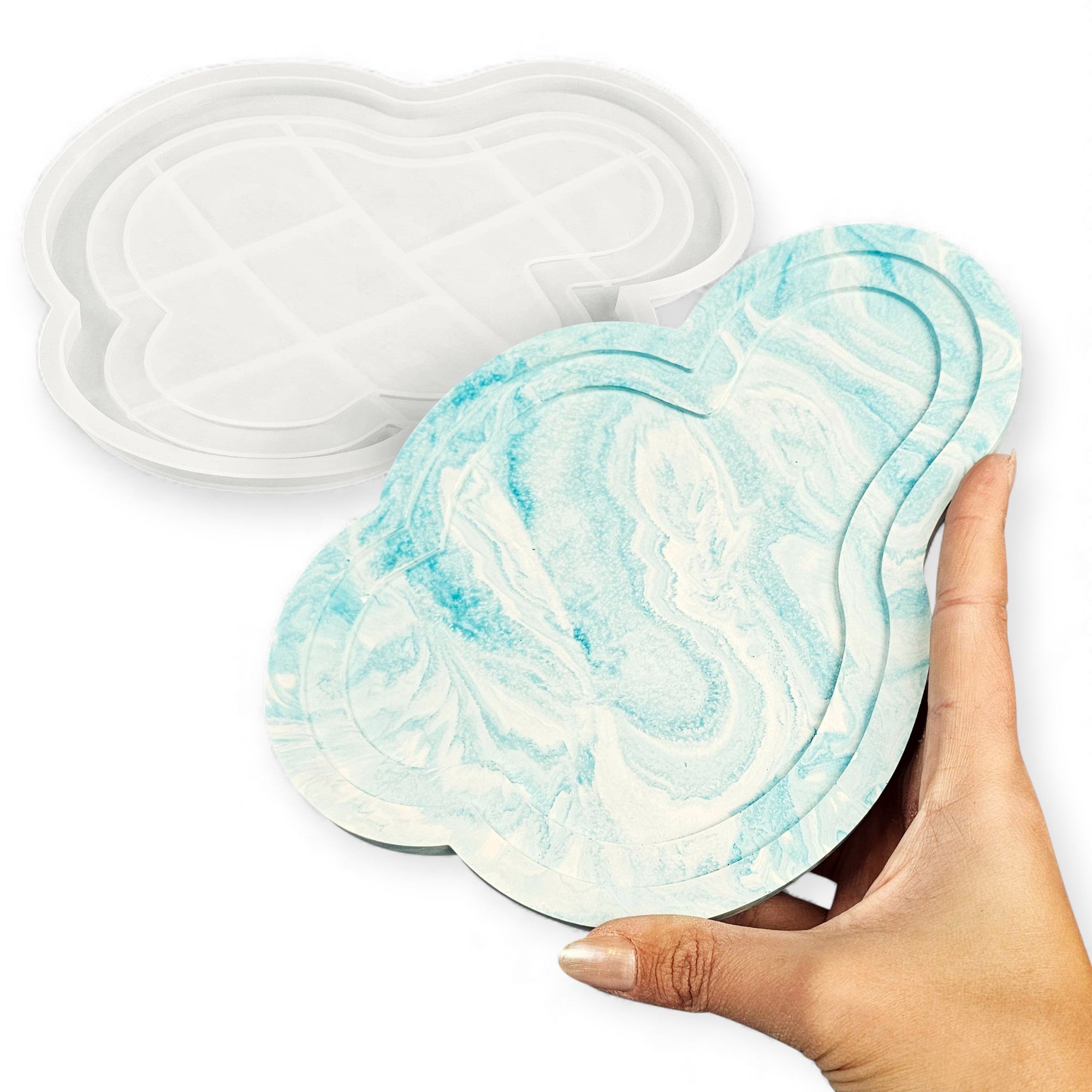 Moule pour plateau porte-bougie avec inscription décorative