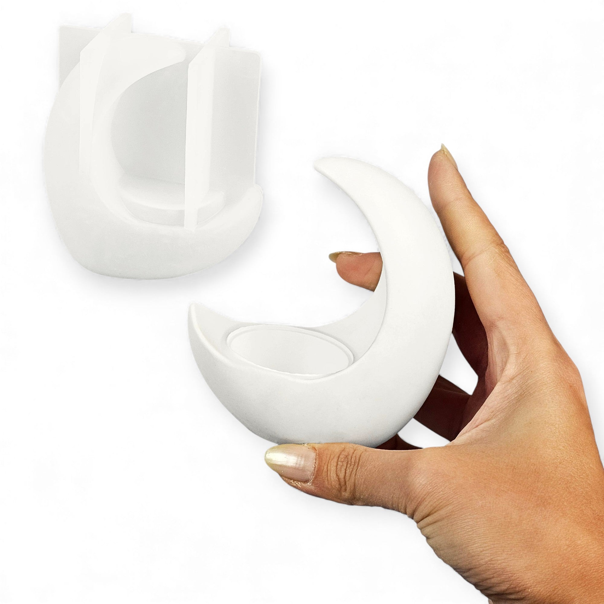 Moule à bougie lune – Porte-bougie en forme de croissant de lune