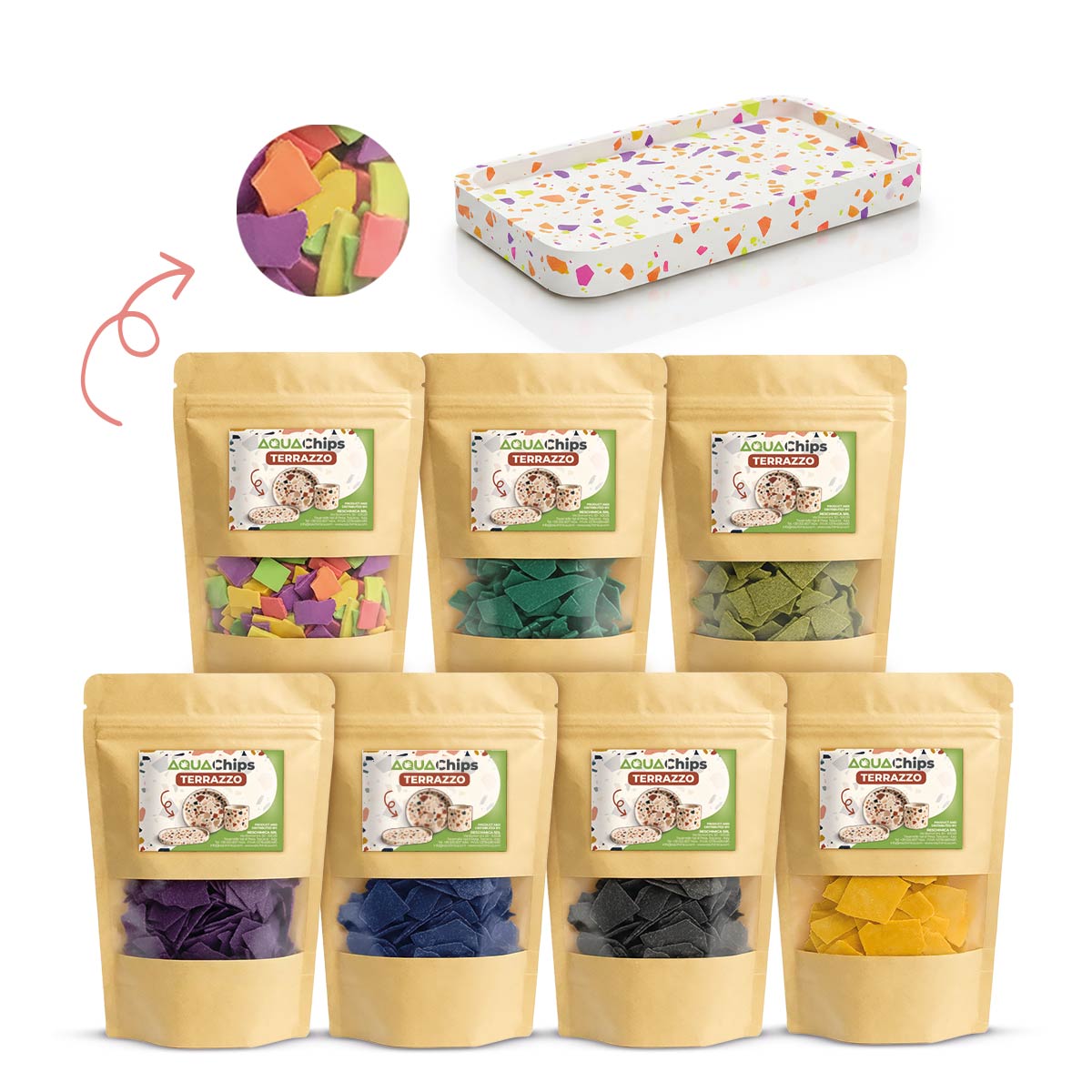 Aqua Chips – Éclats colorés en Aqua Resin pour effet terrazzo