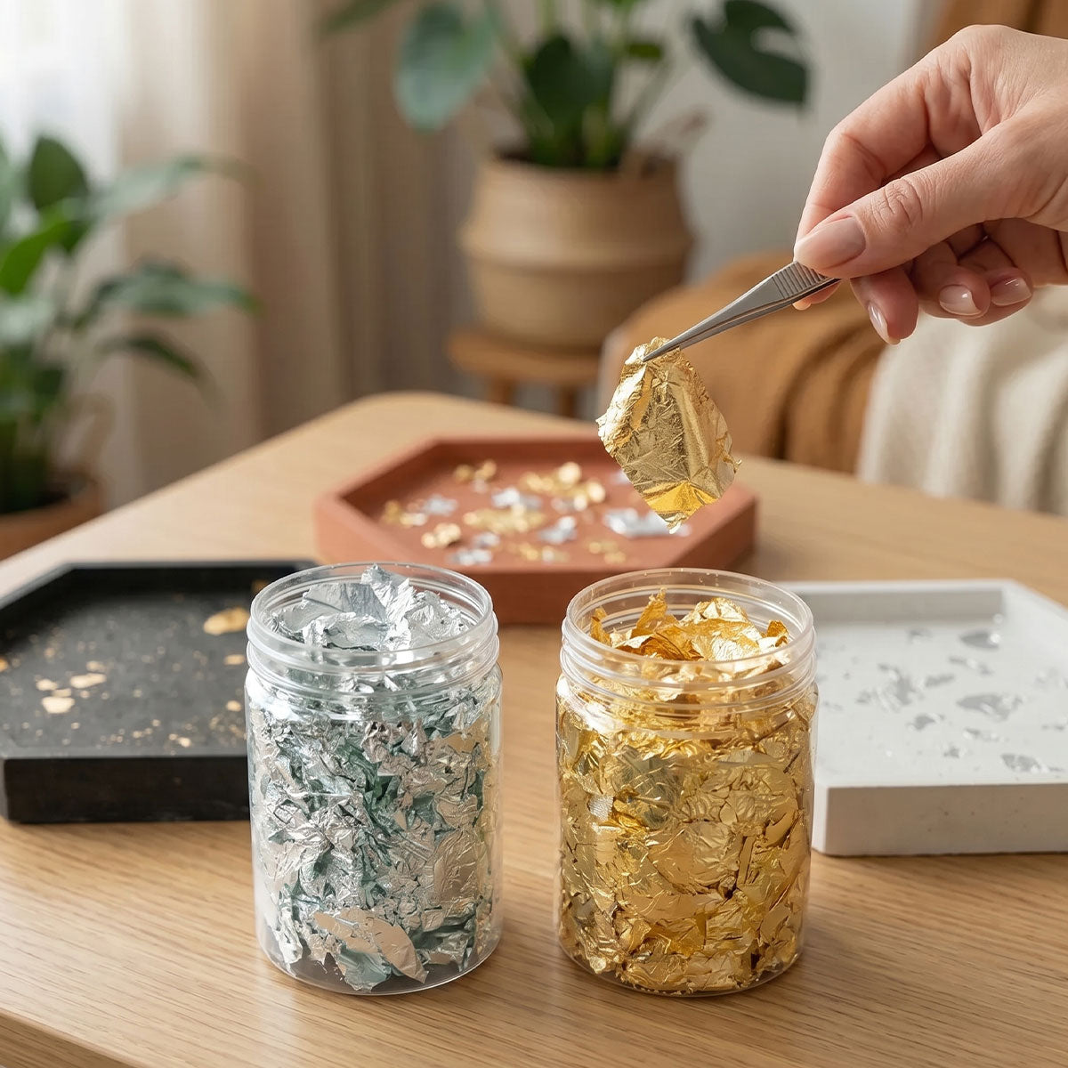 Feuilles d’Or et d’Argent – Décorations pour plâtre Aqua Resin