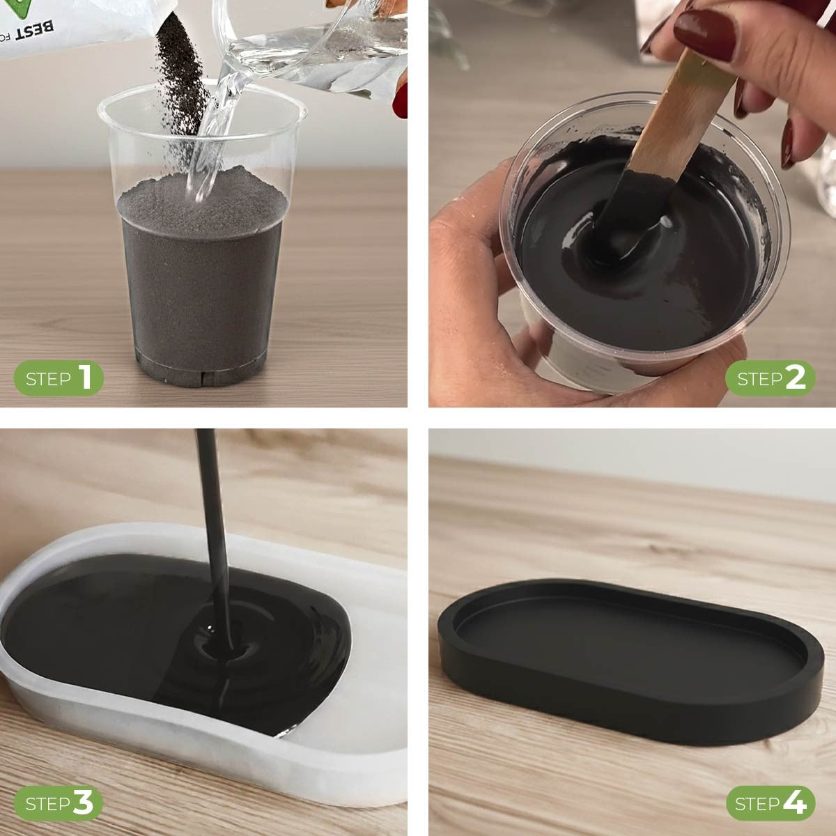 AQUA RESIN BLACK – Plâtre alpha pigmenté en noir absolu – naturel, non toxique et sûr