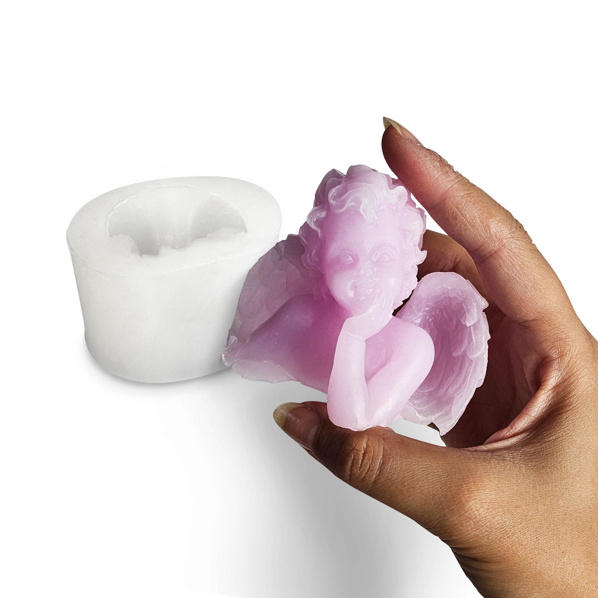 Stampo in silicone Angioletto 3D per bomboniere in gesso da battesimo e comunione in Aqua Resin