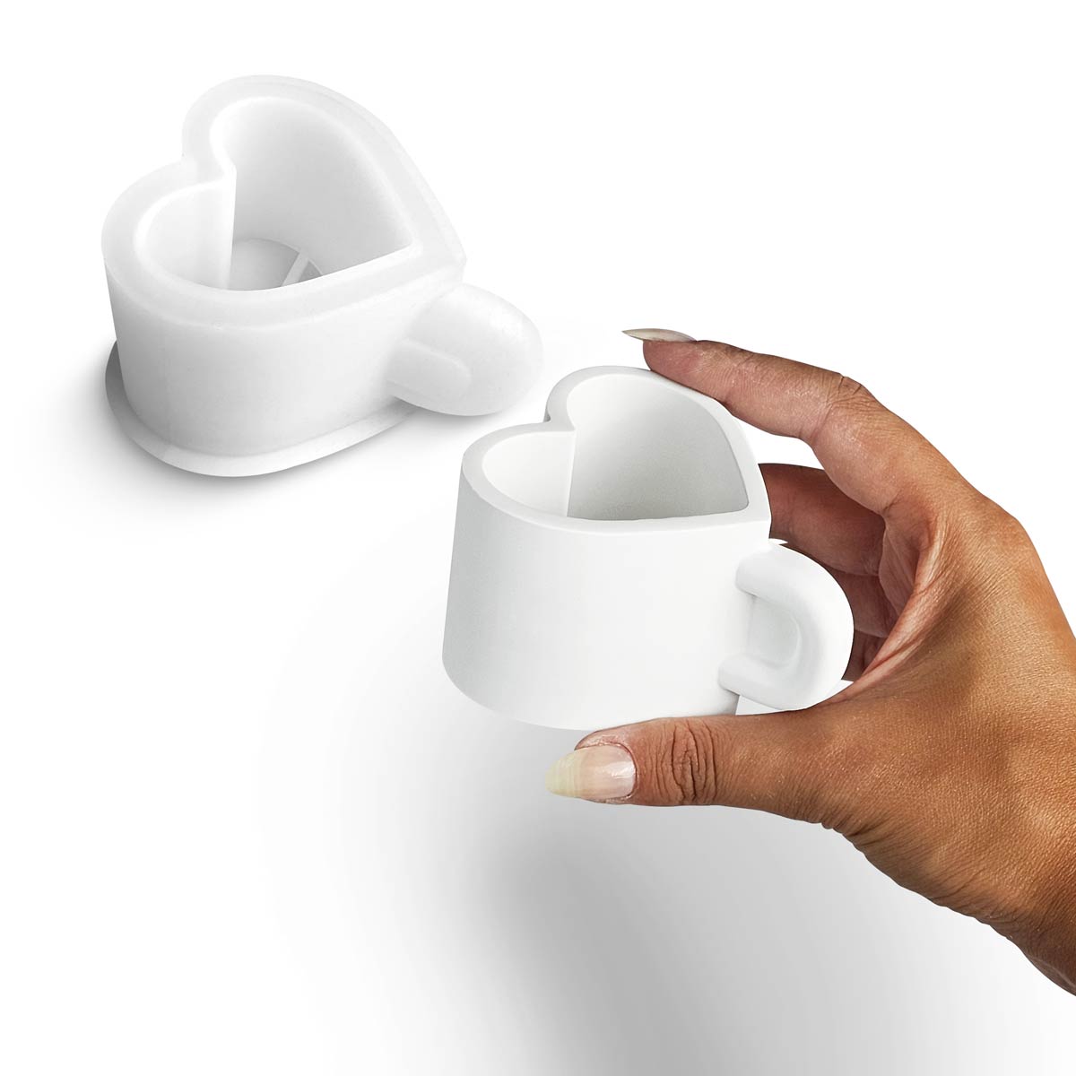 Stampo in silicone Tazzina a forma di cuore per porta anelli in Aqua Resin e candele in tazza con Aqua Wax