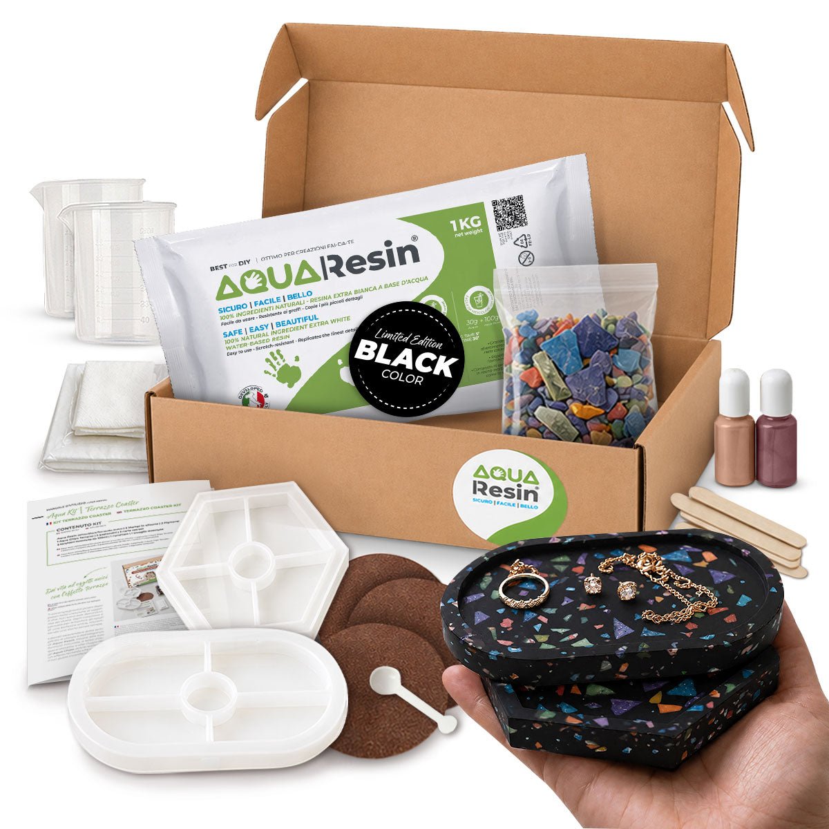 Terrazzo Aqua Kit [Nero Lava]: Eleganza e Design Unico con Chips Colorate - Aqua Resin
